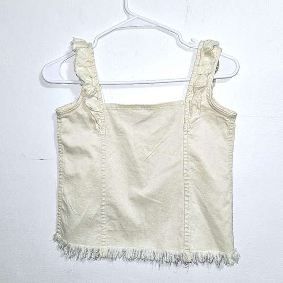 NWT! DL1961 Ruffle Fray Denim Crop Tank Top. Size Juniors Medium. - Picture 2 of 8